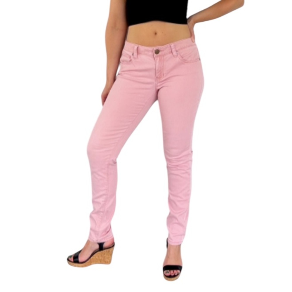 CAbi blush pink mid rise straight skinny leg cotton stretch pants size 6